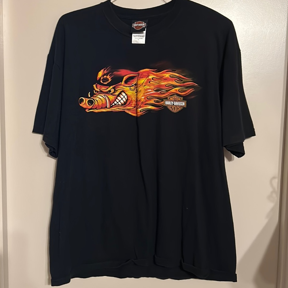 Harley Davidson tee shirt.